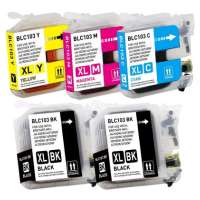 Compatible Brother LC103 ink cartridges, high yield, 5 pack